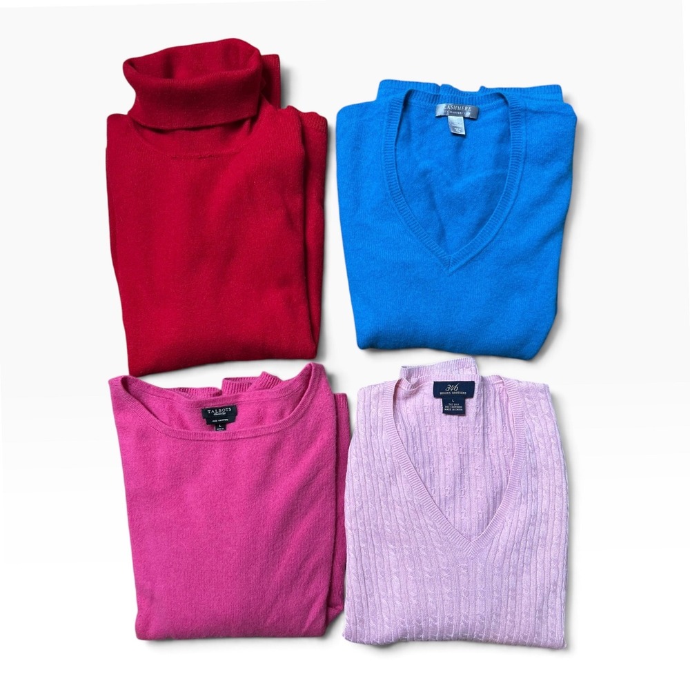 4 Pc Cashmere Sweater Bundle Size Large: Ralph Lauren Talbots Brooks Brothers